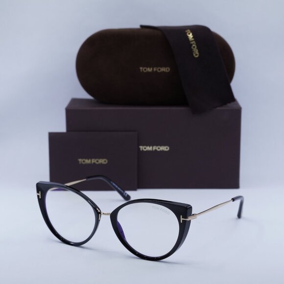 ?️ New Tom Ford FT5815-B 001 Eyeglasses - Shiny Black Frame 54mm main image 5